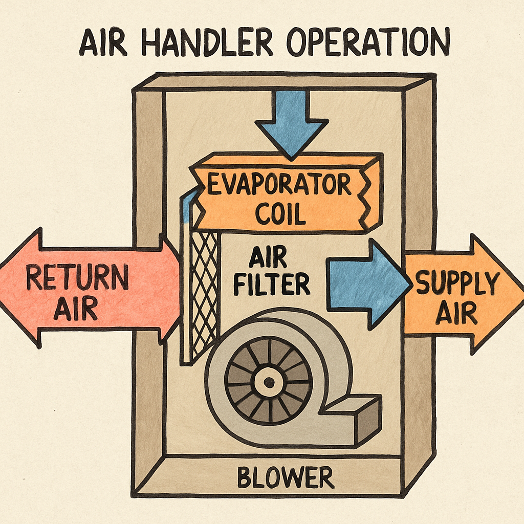 Understanding the Basics of Air Handlers For Encino Home Owners Basics of Air Handlers Basics of Air Handlers,Air Handler air handler operation Illustration of air handler operation