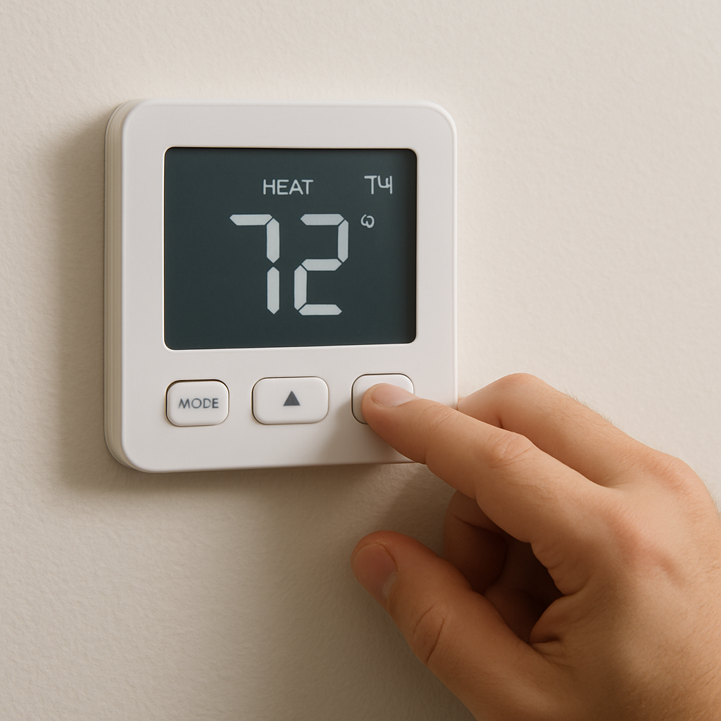 HVAC Sequencer Failures Detect and Resolve Fast HVAC Sequencer HVAC Sequencer,HVAC,furnace digital thermostat A homeowner's hand adjusting a modern digital thermostat on a wall, with the screen clearly visible