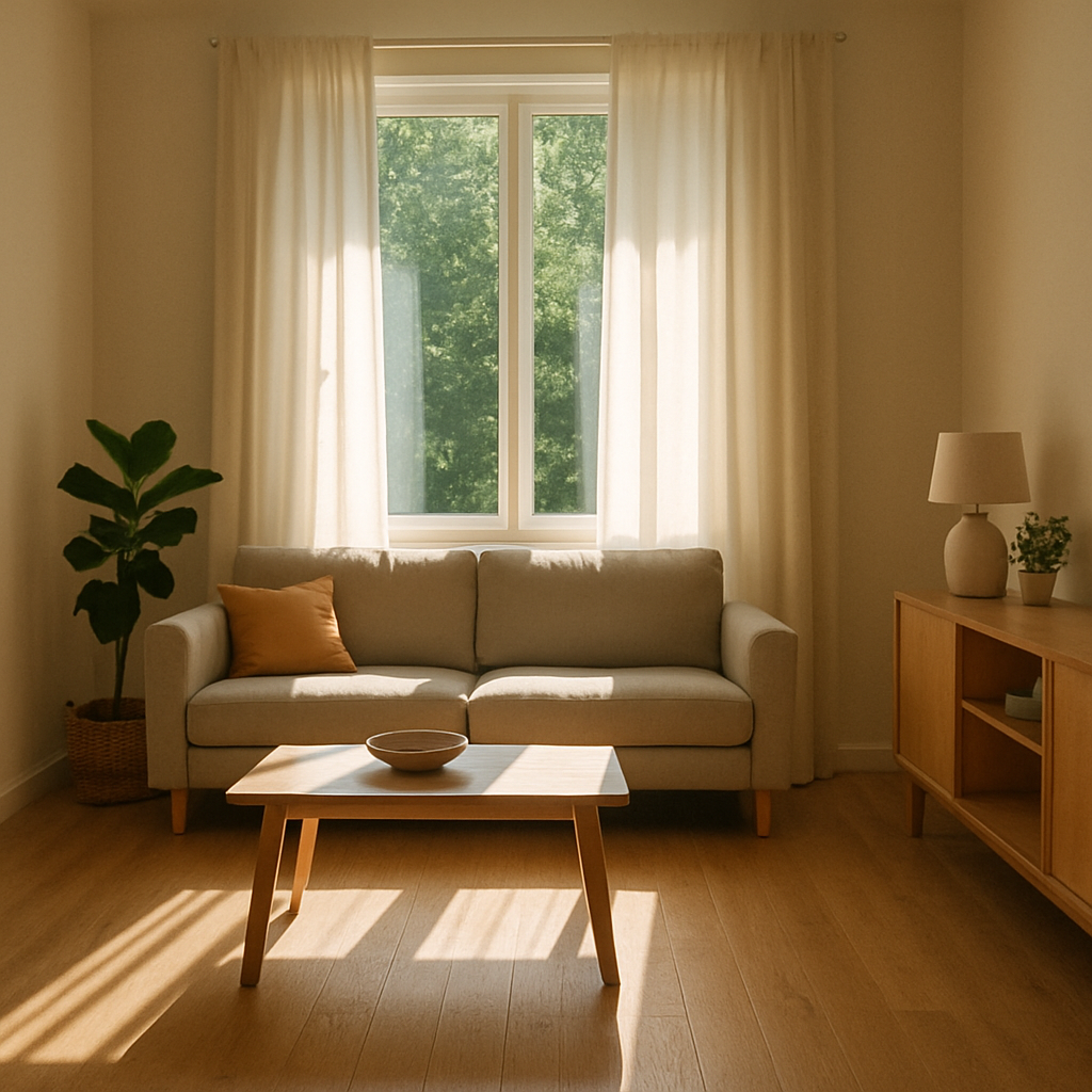 Heat Balance Tips for Every Floor in Winter Heat Balance Tips Heat Balance Tips,Heat sunny living room A simple photo of a sunny living room with curtains wide open, showing sunlight streaming in and hitting the floor
