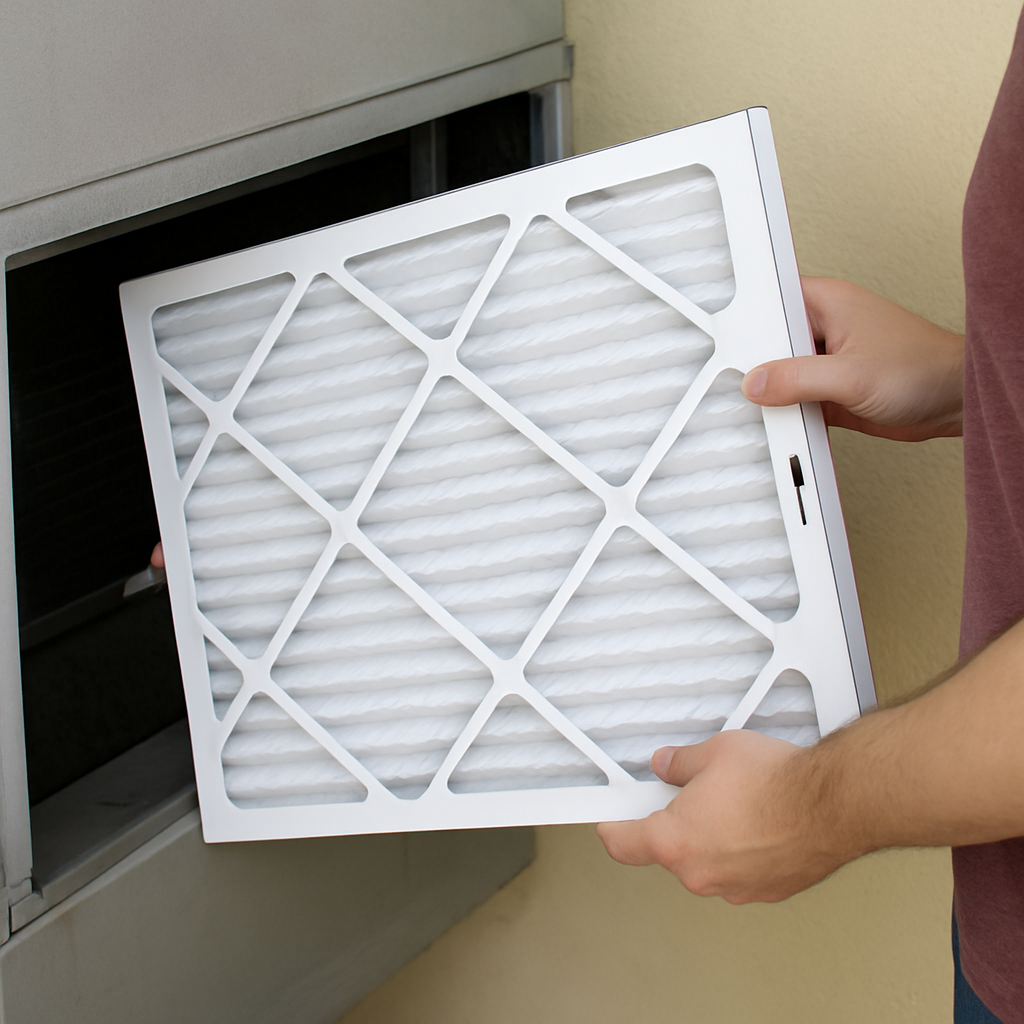 Essential Tips for AC Maintenance Near You Tips for AC Maintenance Tips for AC Maintenance,AC Maintenance,Air Conditioner new clean air filter A person sliding a new, clean air filter into an indoor air handler slot.