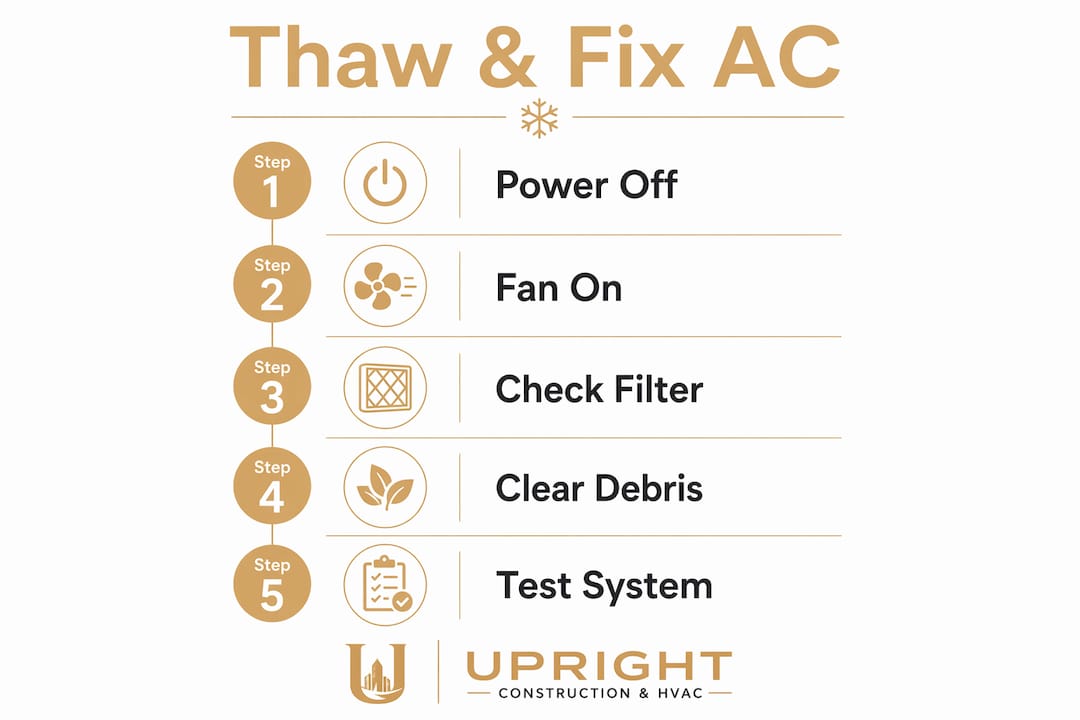 AC Unit Frozen? Diagnose, Thaw, and Fix It Fast ac unit frozen diagnose fix ac unit frozen diagnose fix 1784975652888 Infographic showing AC thawing and repair steps Infographic showing AC thawing and repair steps