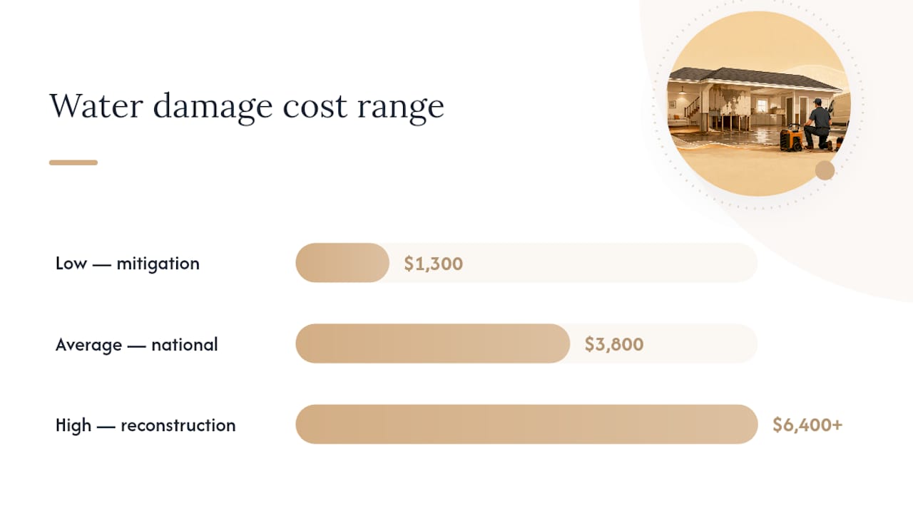 U.S. Homeowners: Avoid a $10,000 Water Damage Bill With One Contractor water damage restoration cost water damage restoration cost 1787813243665 Chart of water damage restoration costs and cost drivers Chart of water damage restoration costs and cost drivers